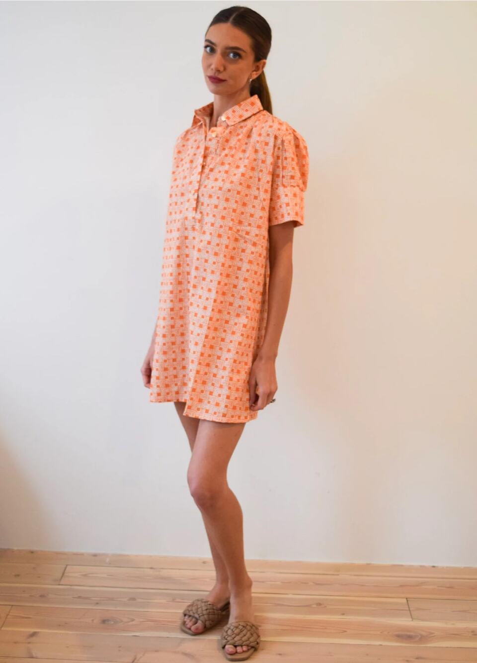 Never A Wallflower Everything Dress Burnt Orange Squares NWT